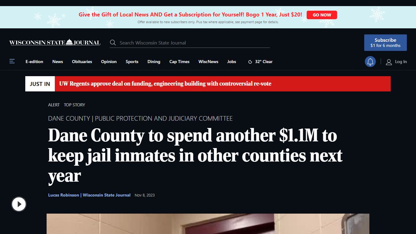 Moving inmates elsewhere to again cost Dane County $1.1M